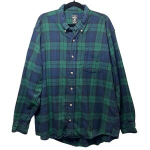 Red‎ Head Flannel Shirt Mens XL Button Up Long Sleeve Plaid Green Blue